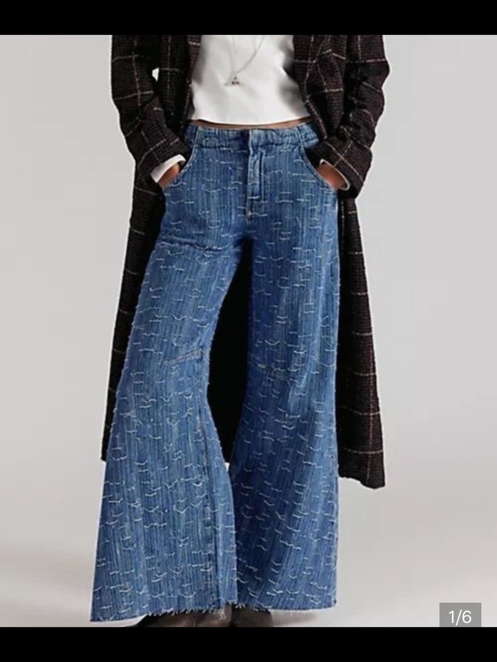 We The Free Front Row Wide Leg Flare Jeans - Picture 2 of 7